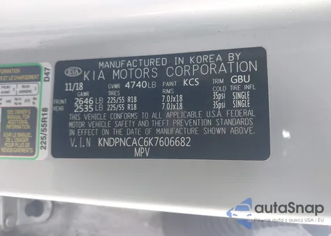 2019 Kia Sportage Ex из США, поврежденный, VIN KNDPNCAC6K7606682